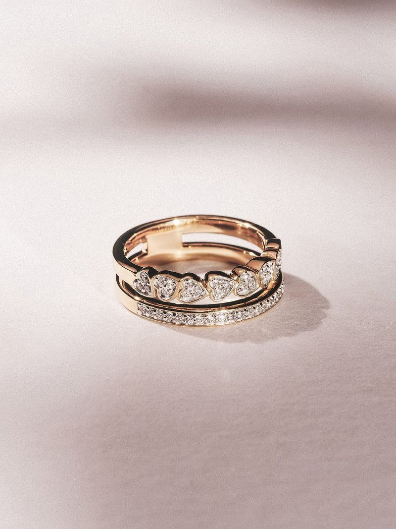 The Diamond Store interlocking heart stacking lab diamond ring 0.20ct, imported from the UK