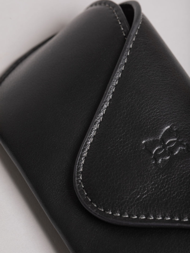 Lakeland Leather black flapover glasses case - British product