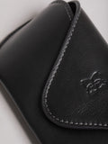 Lakeland Leather black flapover glasses case - British product