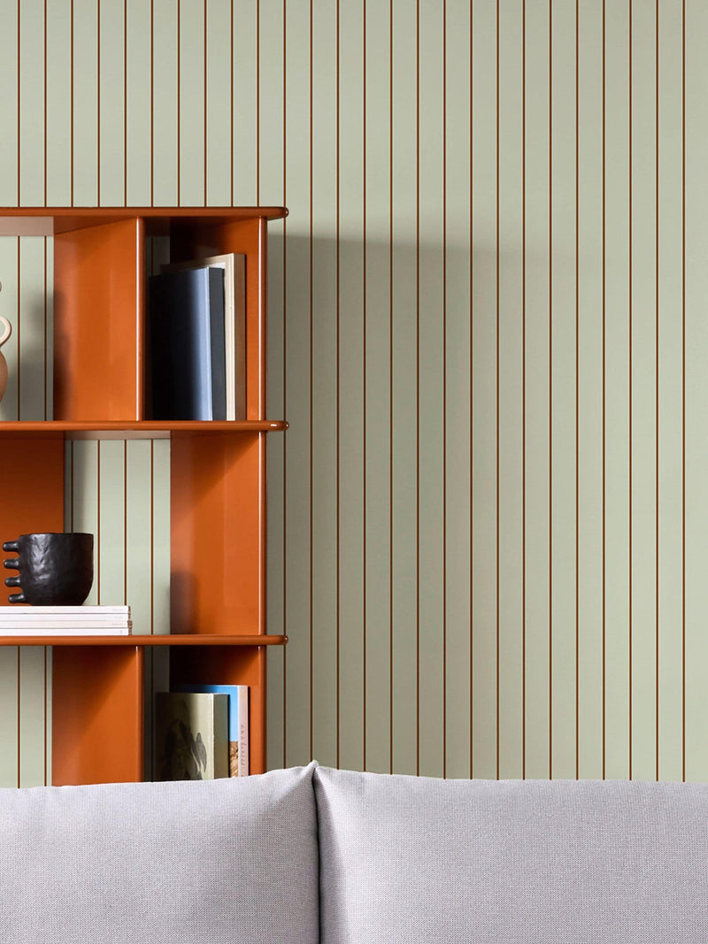 MADE.COM Mint Chocolate Kyria Stripe wallpaper sample A4 (British brand)