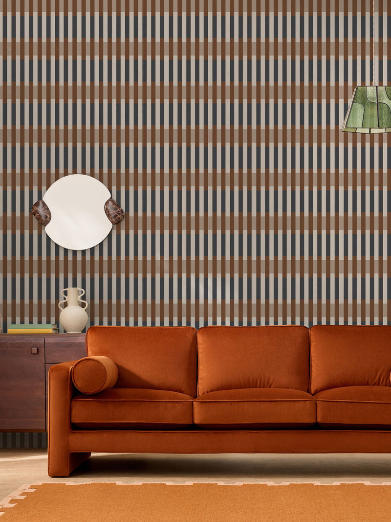 MADE.COM Sirio wallpaper Caramel Blue 10m roll, imported from the UK