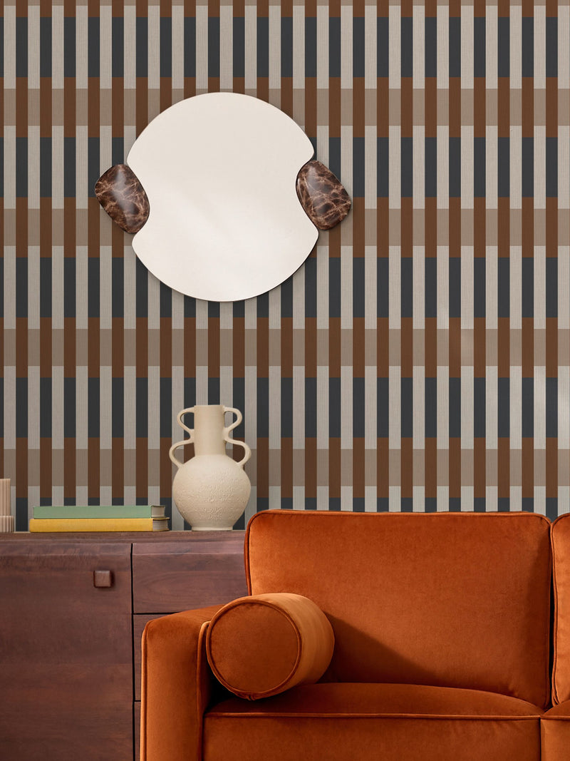 MADE.COM Sirio wallpaper Caramel Blue 10m roll, imported from the UK