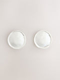 Silver Tone Round Disc Stud Earrings - British product