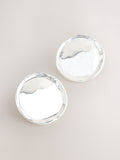Silver Tone Round Disc Stud Earrings - British product