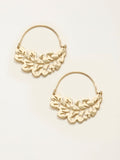 FatFace leaf hoop earrings gold tone 3cm, UK version