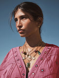 Gold tone three-layer charm chain necklace, UK version