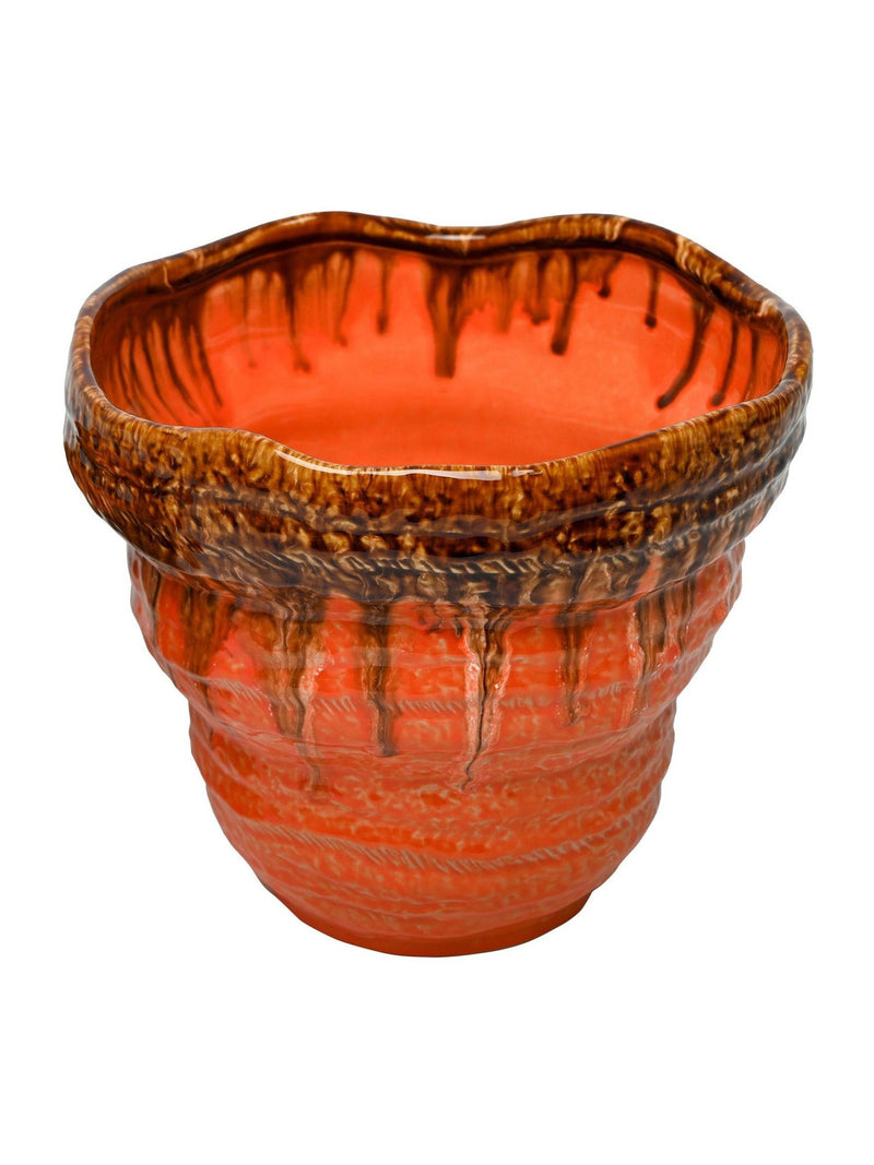 Libra Interiors orange Ibiza reactive glaze large planter, UK version