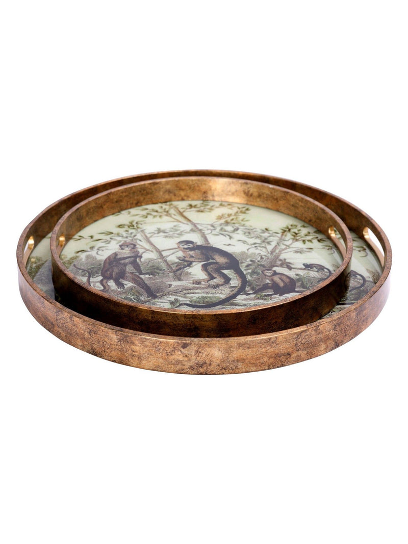 Libra Interiors cream monkey jungle decorative trays set (British brand)