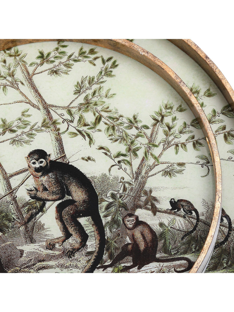 Libra Interiors cream monkey jungle decorative trays set (British brand)