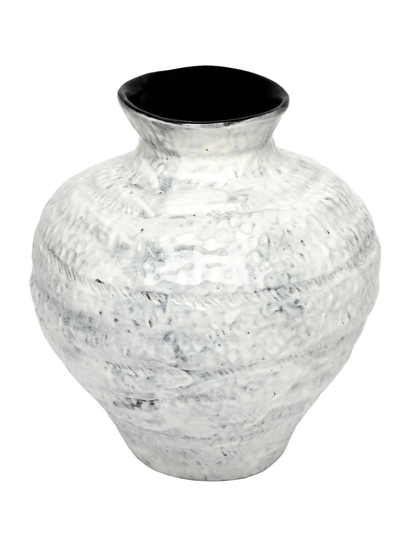 Libra Interiors white medium Lunel glazed vase (British brand)