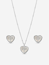 Next Inicio Sterling Silver Plated Mother of Pearl Tree of Love Heart Jewellery Set- Buy online at McGrocer