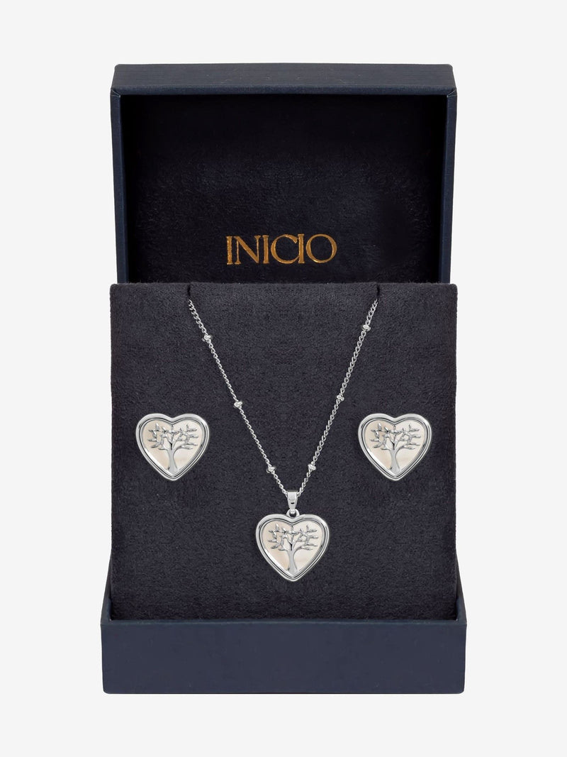 Inicio sterling silver plated mother of pearl heart set - British product