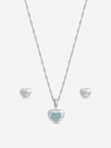 Next Inicio Silver Satin Heart Necklace and Earrings Gift Set- Buy online at McGrocer