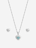 Inicio silver satin heart set necklace and earrings (British brand)