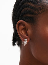 Next Inicio Sterling Silver Plated Crystal Floral Drop Earrings- Buy online at McGrocer