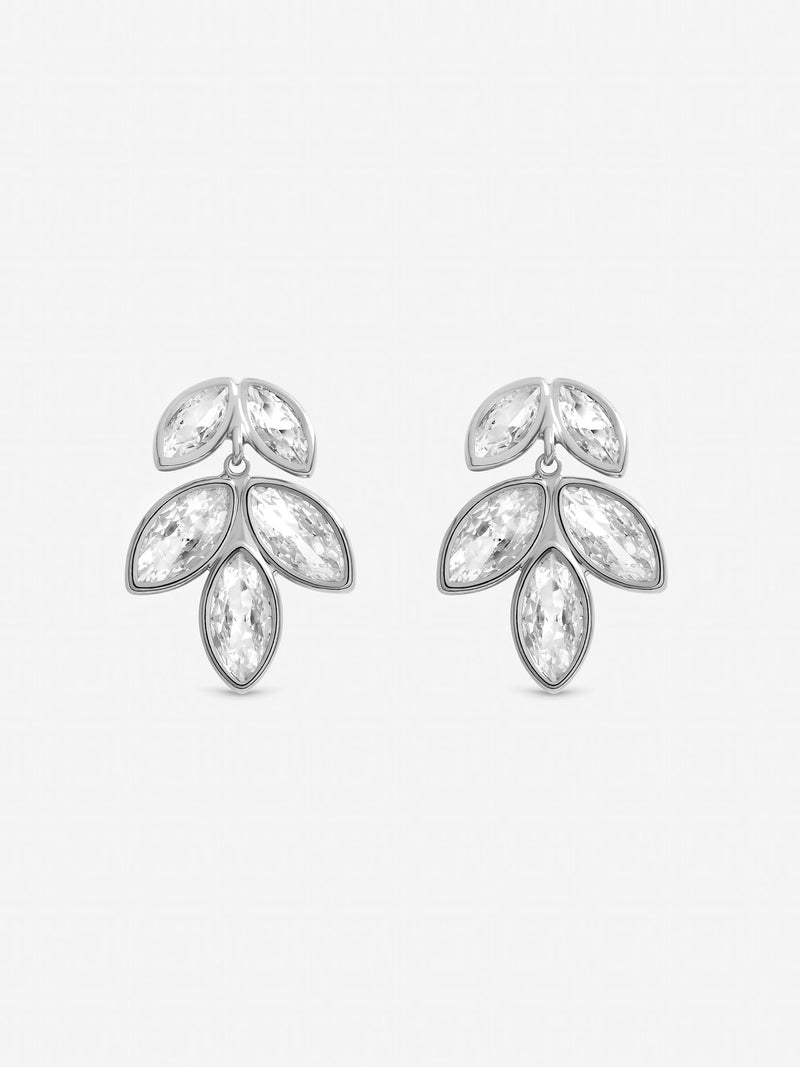 Inicio sterling silver plated crystal floral drop earrings, imported from the UK