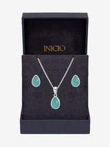 Next Inicio Silver Turquoise Peardrop Jewellery Gift Set- Buy online at McGrocer