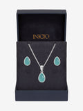 Inicio turquoise peardrop jewellery set in gift box (British brand)