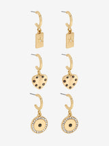 Next Mood Gold Tone Heart Charm Earrings Pack of 3- Buy online at McGrocer