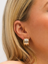 Next Mood Gold Plated Two Tone Dome Earrings- Buy online at McGrocer