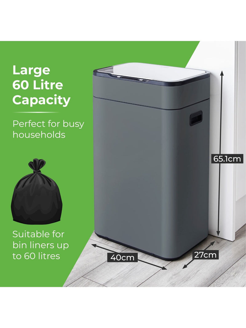 Tower grey ozone 60L sensor stainless steel bin (British brand)