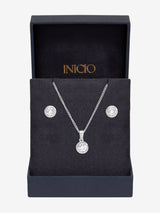 Next Inicio Sterling Silver Plated Cubic Zirconia Bezel Jewellery Set- Buy online at McGrocer