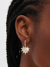 Next Inicio Sterling Silver Plated Mother of Pearl Heart Charm Hoop Earrings- Buy online at McGrocer