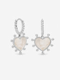 Inicio sterling silver plated mother of pearl heart charm hoop earrings (British brand)