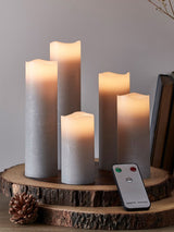 Next Lights4fun Set of 5 Slim LED Pillar Candles with Remote Control- Buy online at McGrocer