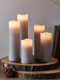Lights4fun set of 5 slim LED pillar candles - British product