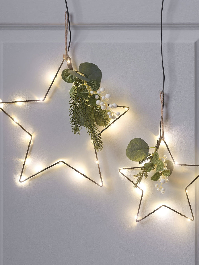 Lights4fun micro LED star lights with winter foliage, British brand