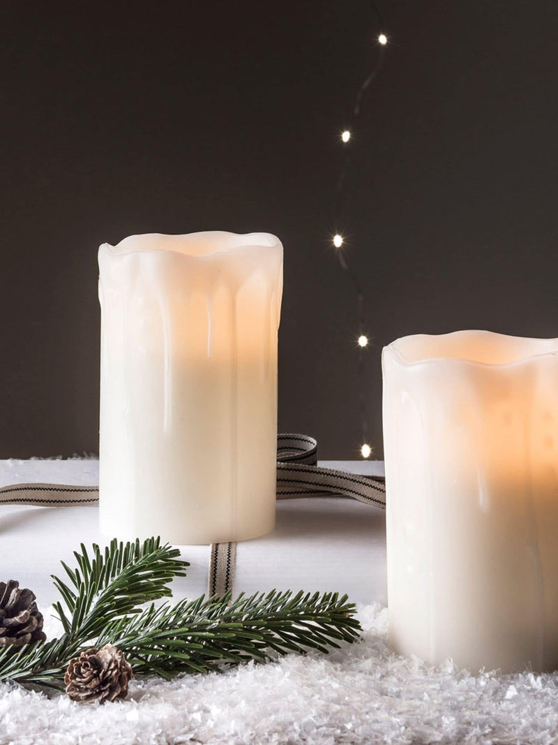 Lights4fun battery powered pillar LED candles pair 12.5cm, imported from the UK