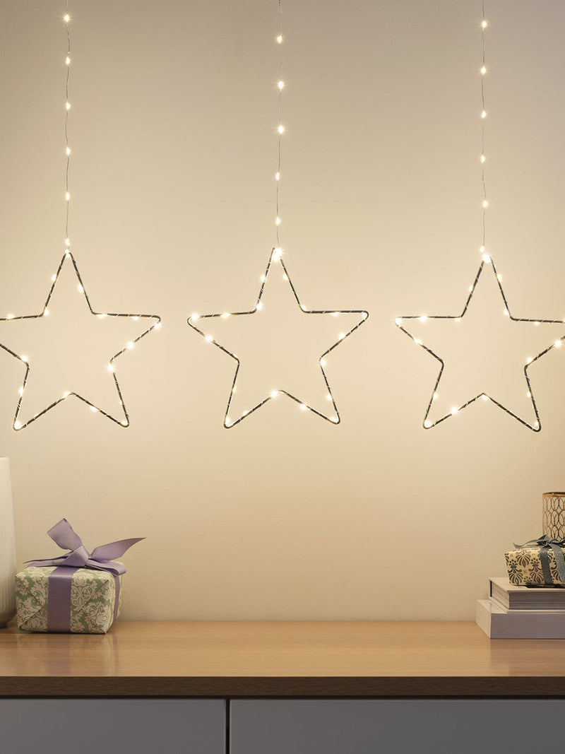 Lights4fun hanging star Christmas decoration trio 20cm, imported from the UK