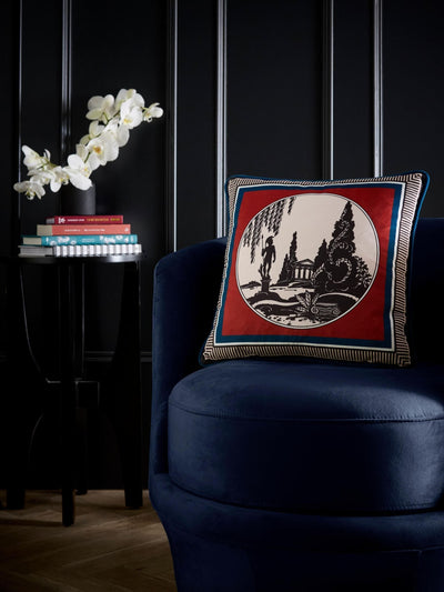 Next Laurence Llewelyn-Bowen Red Arcadia Velvet Filled Cushion 43x43cm- Buy online at McGrocer