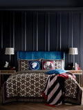 Laurence Llewelyn-Bowen Teal Goddess velvet cushion 43cm, imported from the UK