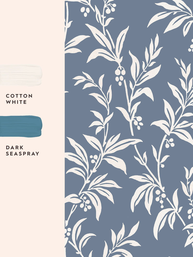 Laura Ashley Dark Seaspray Paxford Leaves wallpaper 10m - British product