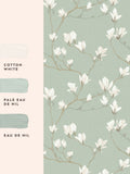 Laura Ashley Magnolia Grove wallpaper pale eau de nil 10m, imported from the UK