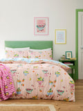 Appletree fleece throw candy-pink stripes lemons, imported from the UK