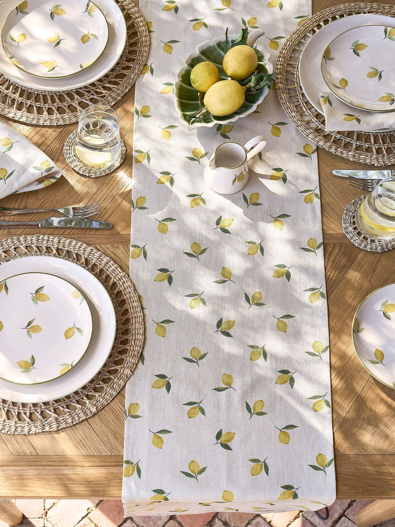 Sophie Allport linen table runner with lemons (British brand)