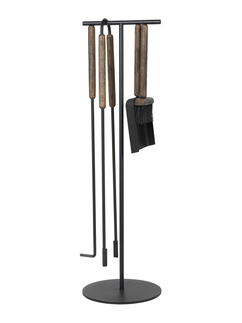 blomus fireplace tools set brown oak ASHI 5 piece, imported from the UK