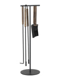 blomus fireplace tools set brown oak ASHI 5 piece, imported from the UK