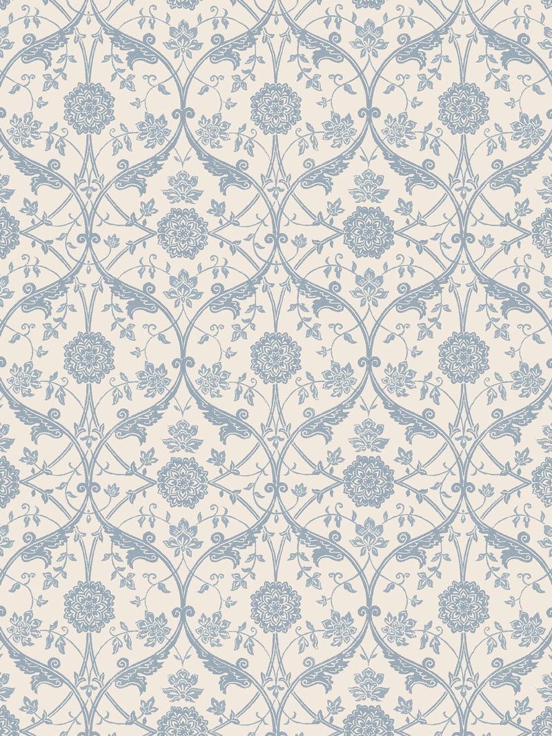 Laura Ashley wallpaper sample Newport Blue Endale Trellis A4 - British product