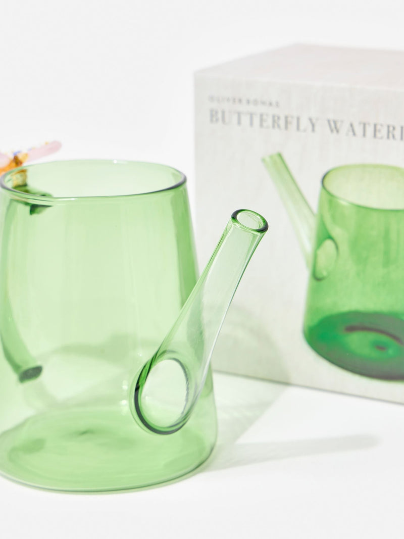 Oliver Bonas green glass butterfly watering can - British product