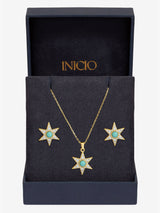 Next Inicio Gold Tone 14Ct Real Turquoise Star Trio Jewellery Set- Buy online at McGrocer