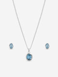 Simply Silver blue topaz oval bezel set gift box - British product