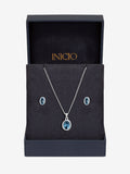 Simply Silver blue topaz oval bezel set gift box - British product