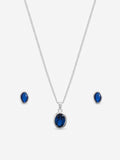 Simply Silver sapphire blue cubic zirconia jewellery set gift box - British product