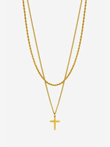 Next Inicio Men's Gold Plated Waterproof Double Row Cross Necklace 20 inch- Buy online at McGrocer
