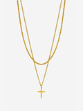 Inicio gold tone double row cross necklace 20 inch (British brand)