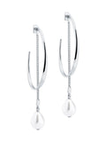 Karen Millen Modern Pearl Hoop Earrings silver tone, UK version